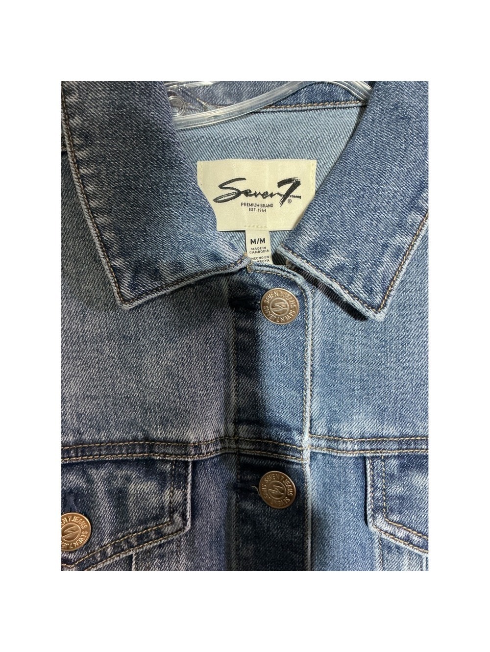 Seven 7 Woman's Denim Trucker Jacket Size Medium - Picture 7 of 7